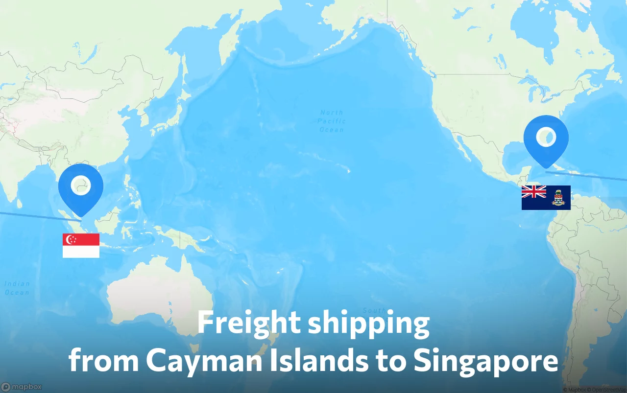 Shipping route from Cayman Islands to Singapore