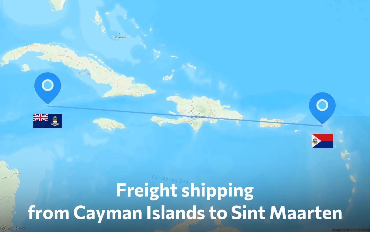 Shipping route from Cayman Islands to Sint Maarten