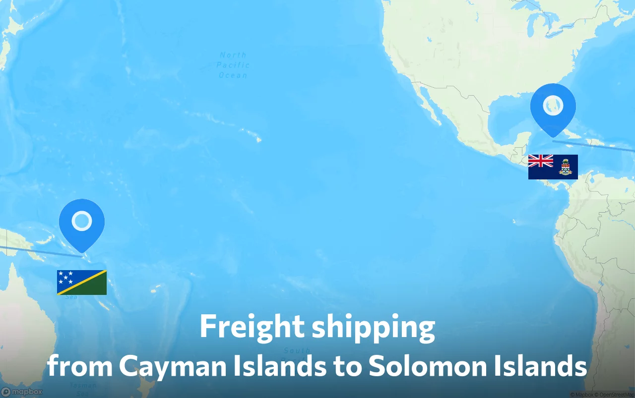Shipping route from Cayman Islands to Solomon Islands