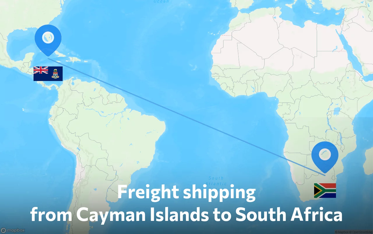 Shipping route from Cayman Islands to South Africa