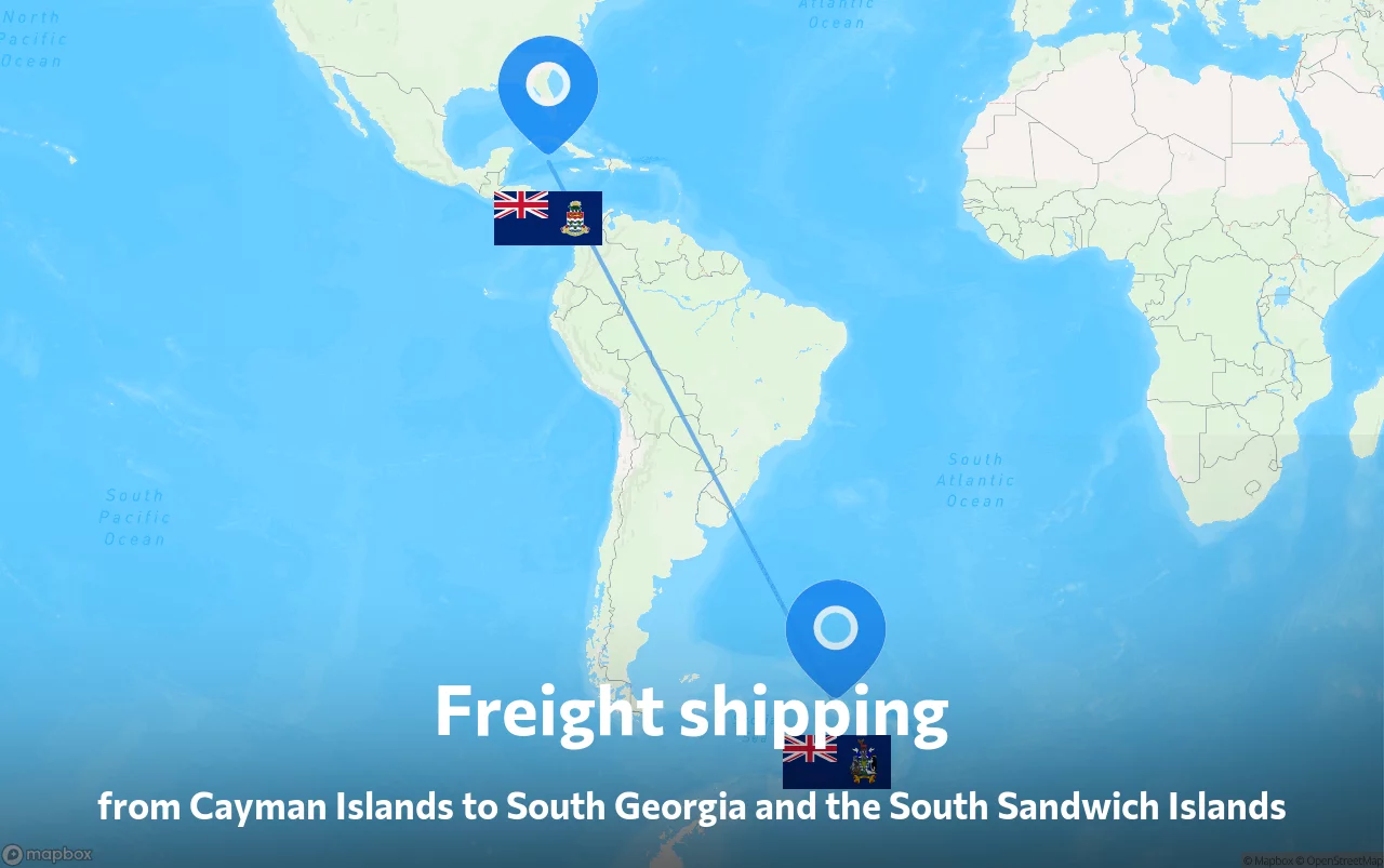 Shipping route from Cayman Islands to South Georgia and the South Sandwich Islands