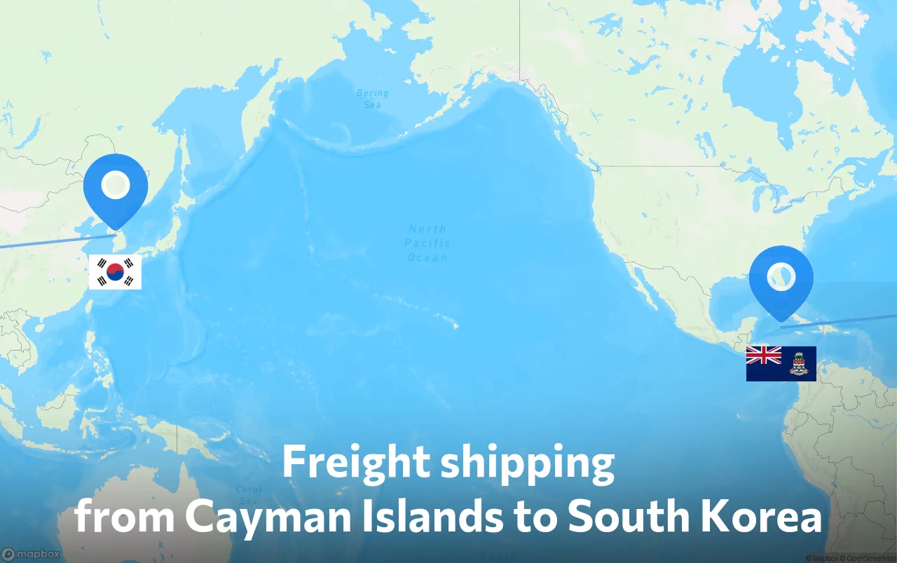 Shipping route from Cayman Islands to South Korea