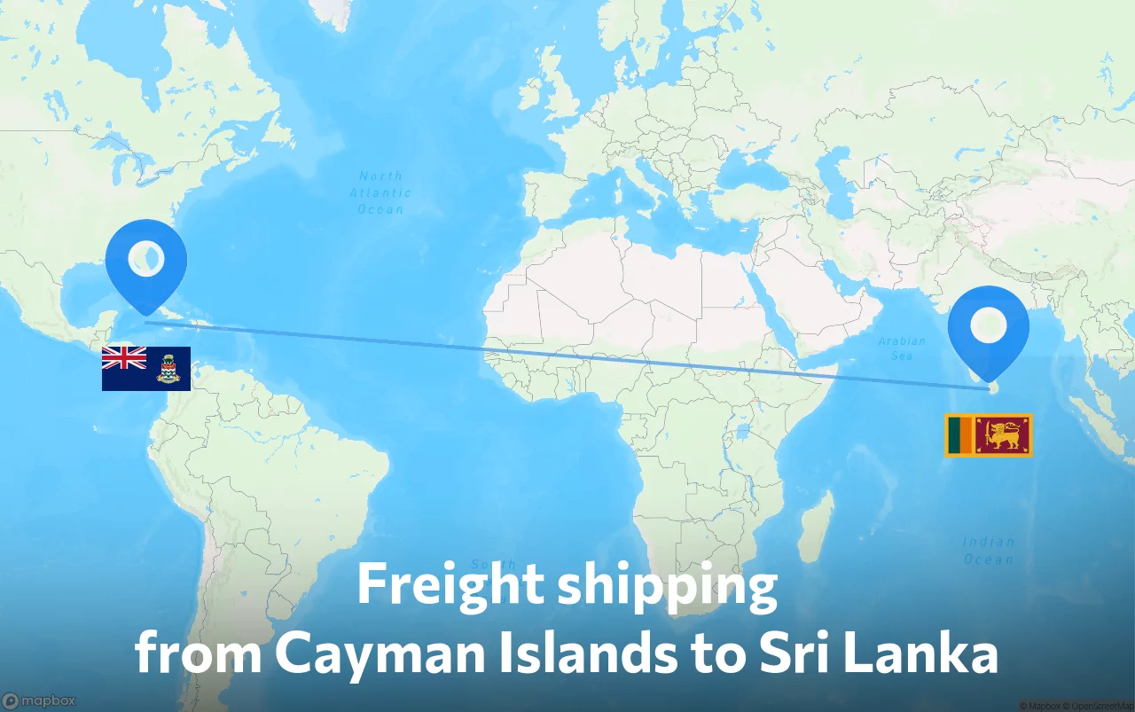 Shipping route from Cayman Islands to Sri Lanka