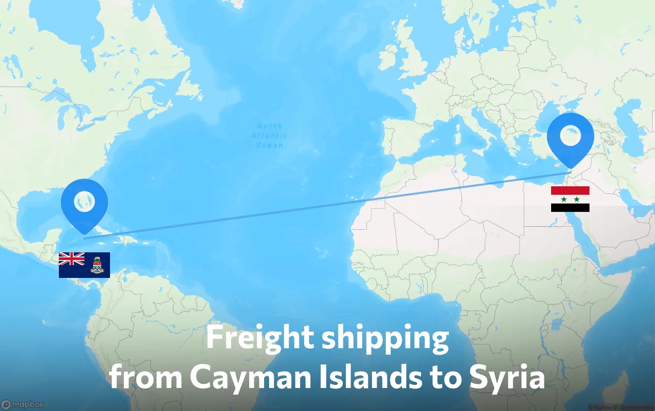Shipping route from Cayman Islands to Syria