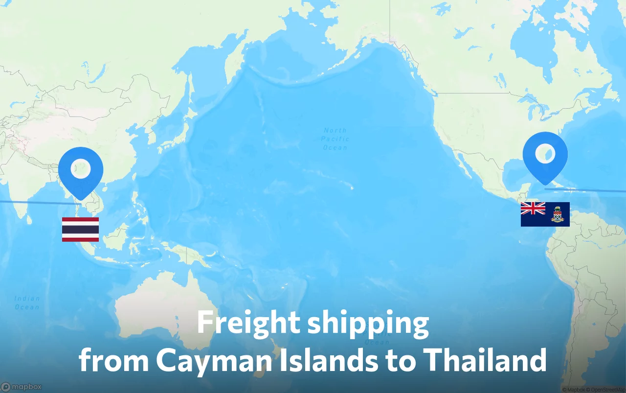 Shipping route from Cayman Islands to Thailand