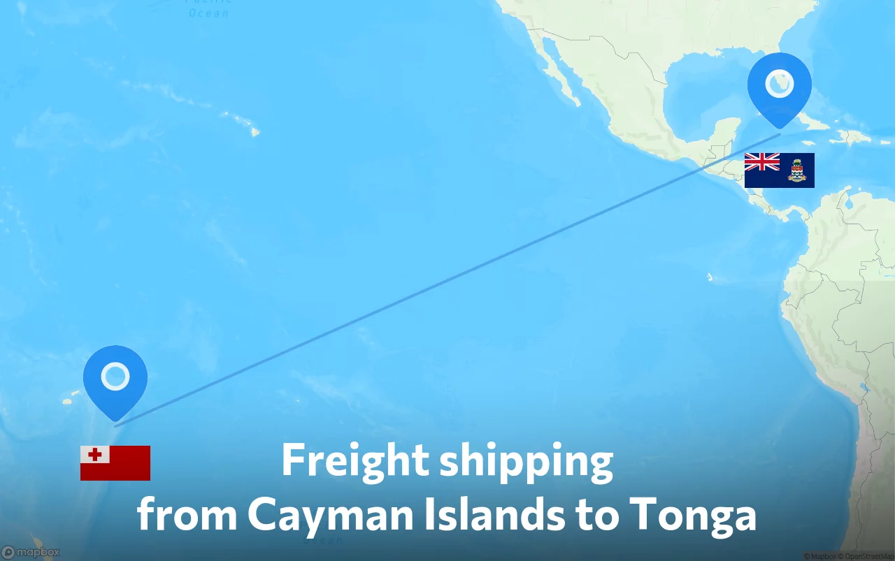 Shipping route from Cayman Islands to Tonga