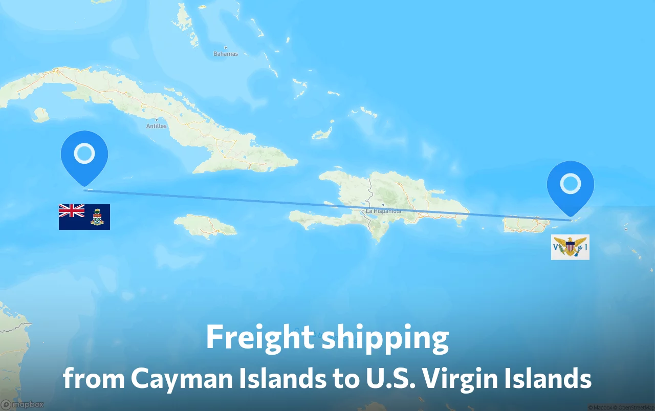 Shipping route from Cayman Islands to U.S. Virgin Islands