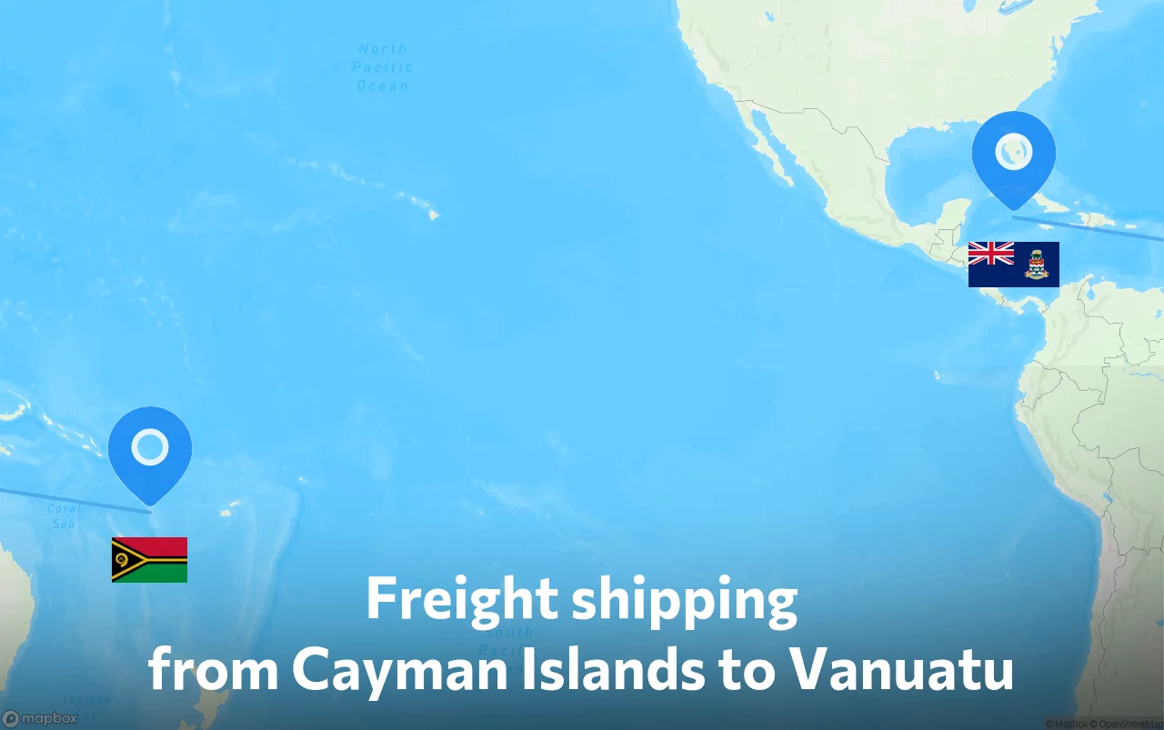 Shipping route from Cayman Islands to Vanuatu