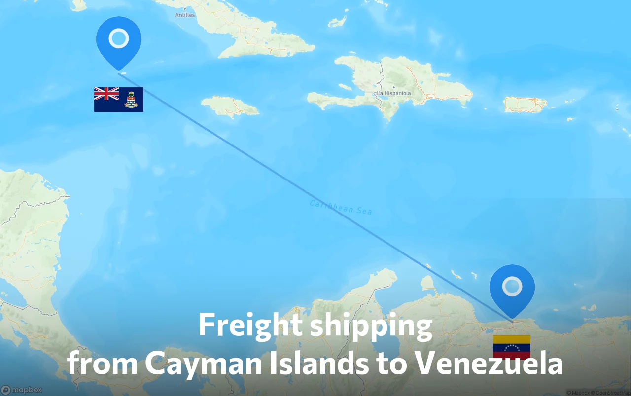 Shipping route from Cayman Islands to Venezuela