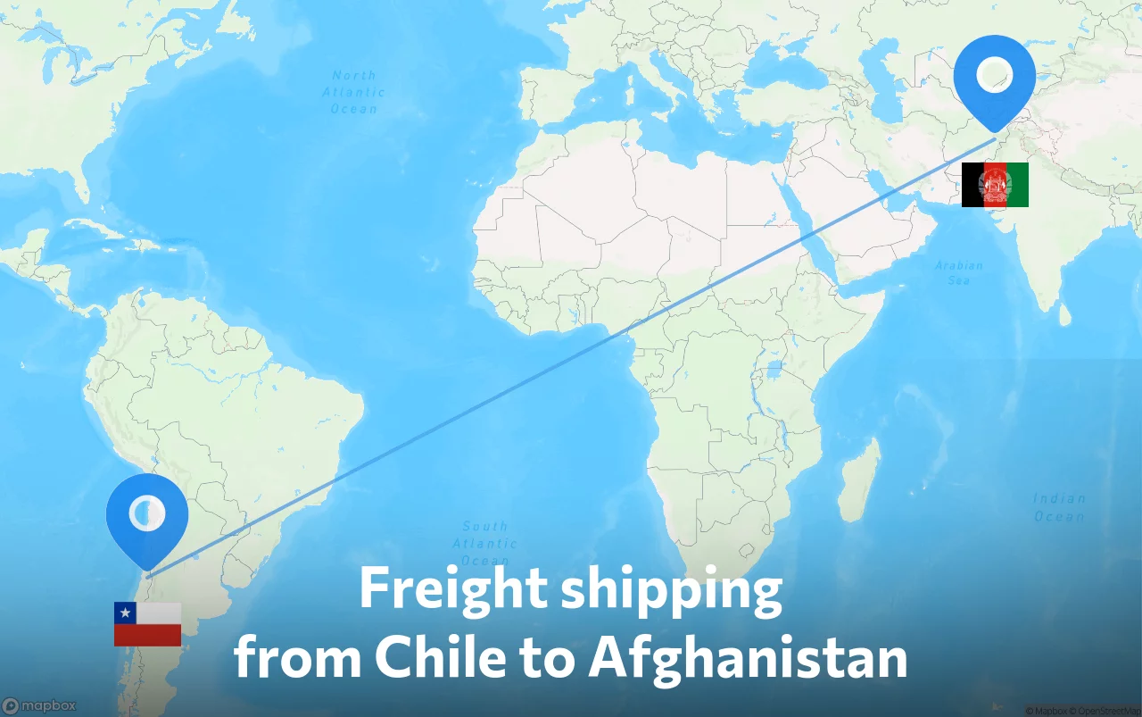 Shipping route from Chile to Afghanistan