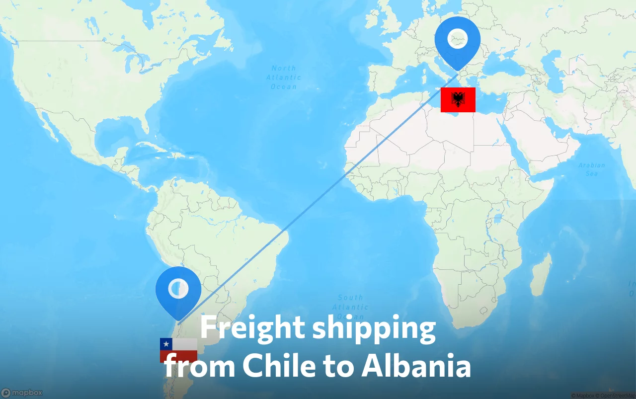 Shipping route from Chile to Albania