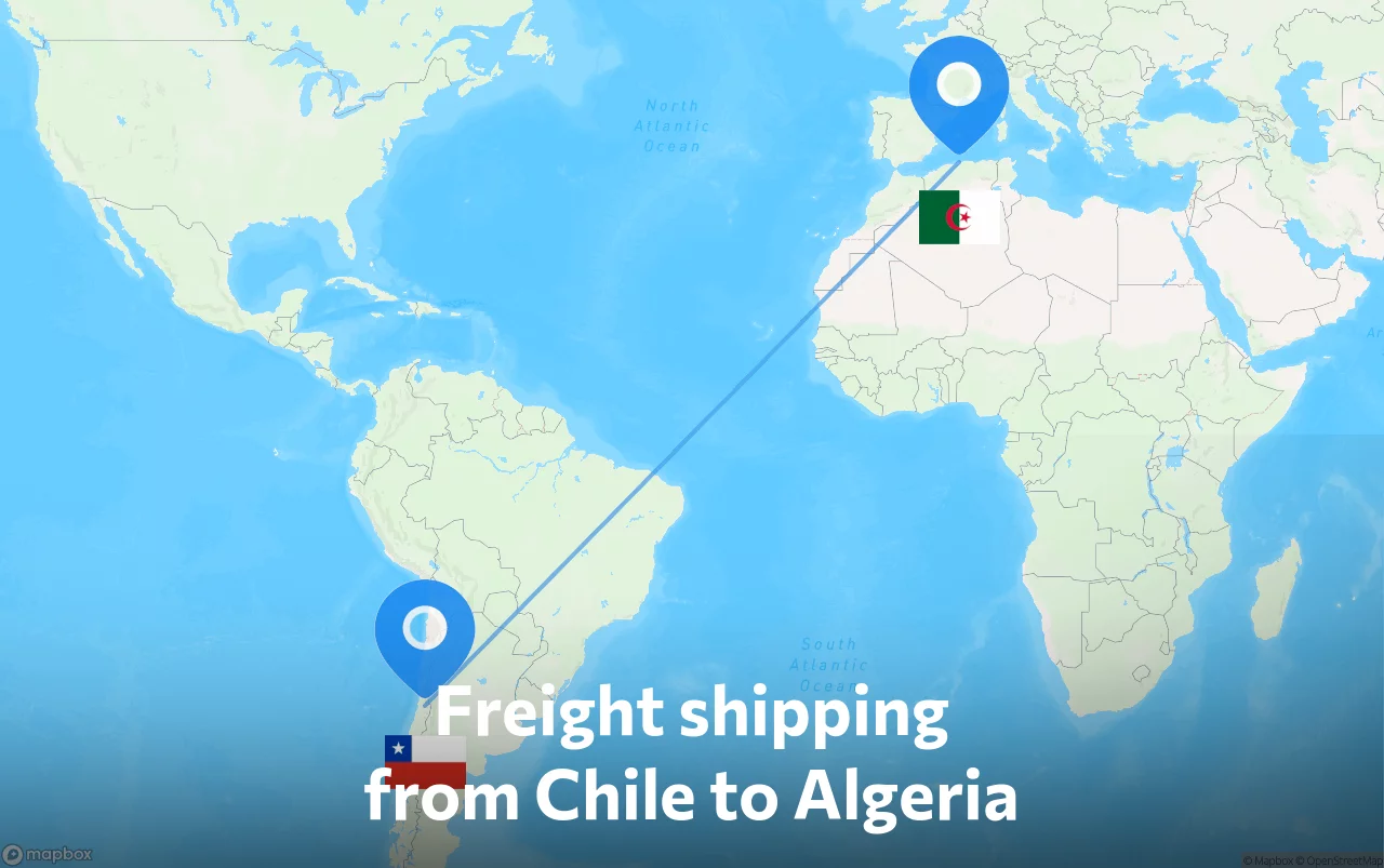 Shipping route from Chile to Algeria