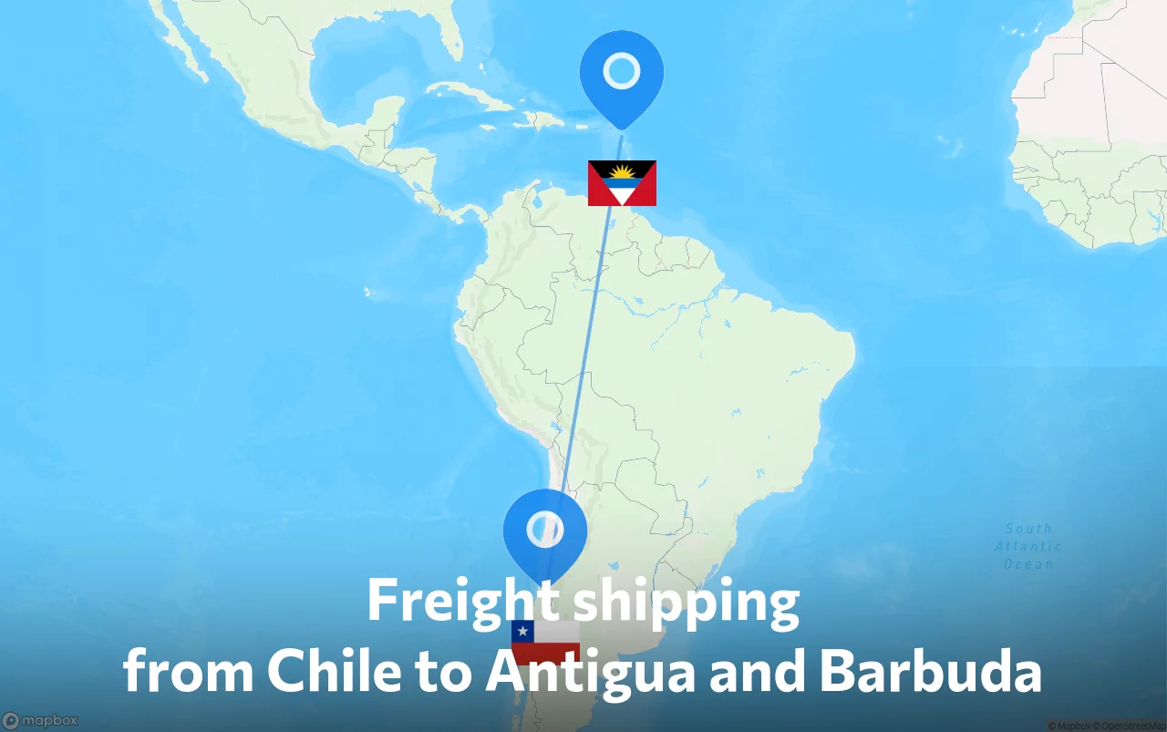 Shipping route from Chile to Antigua and Barbuda