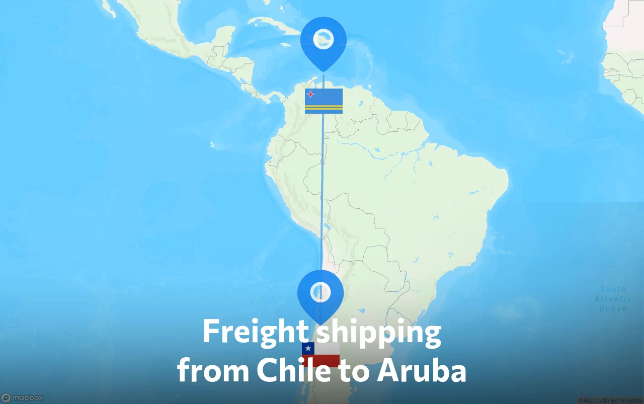 Shipping route from Chile to Aruba