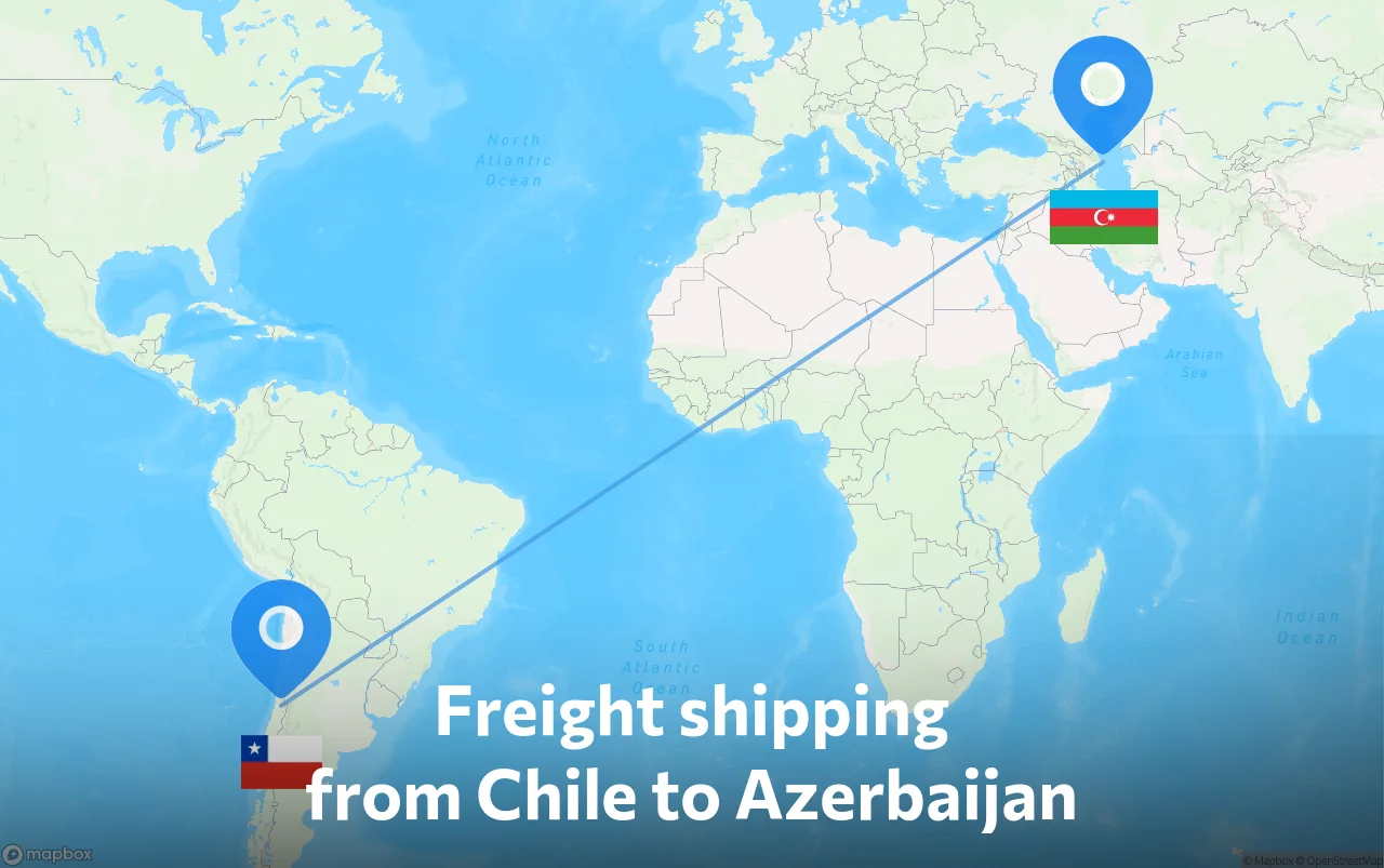 Shipping route from Chile to Azerbaijan