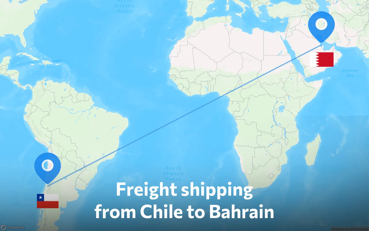 Shipping route from Chile to Bahrain