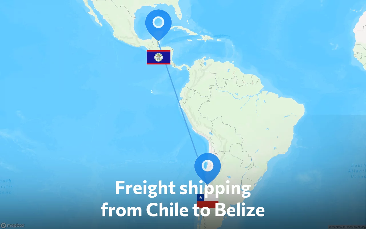 Shipping route from Chile to Belize