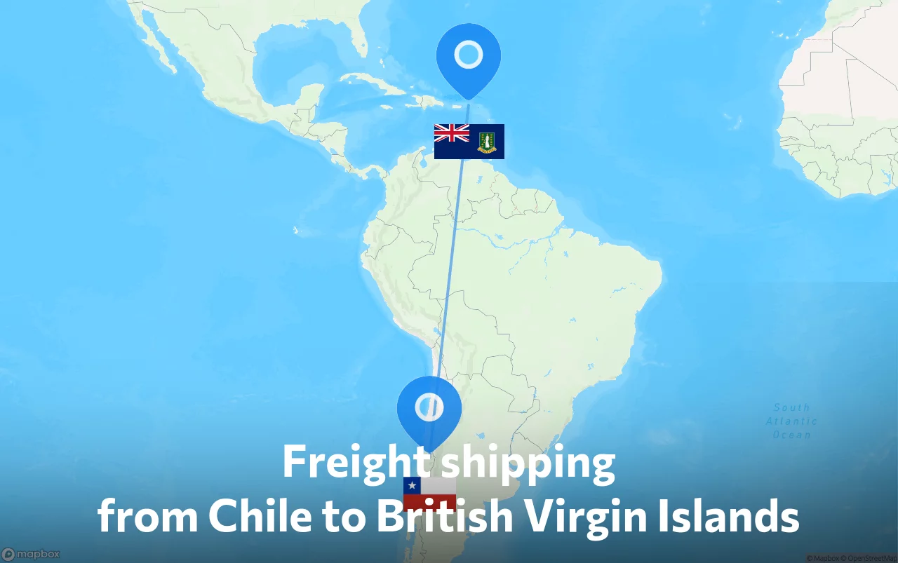 Shipping route from Chile to British Virgin Islands