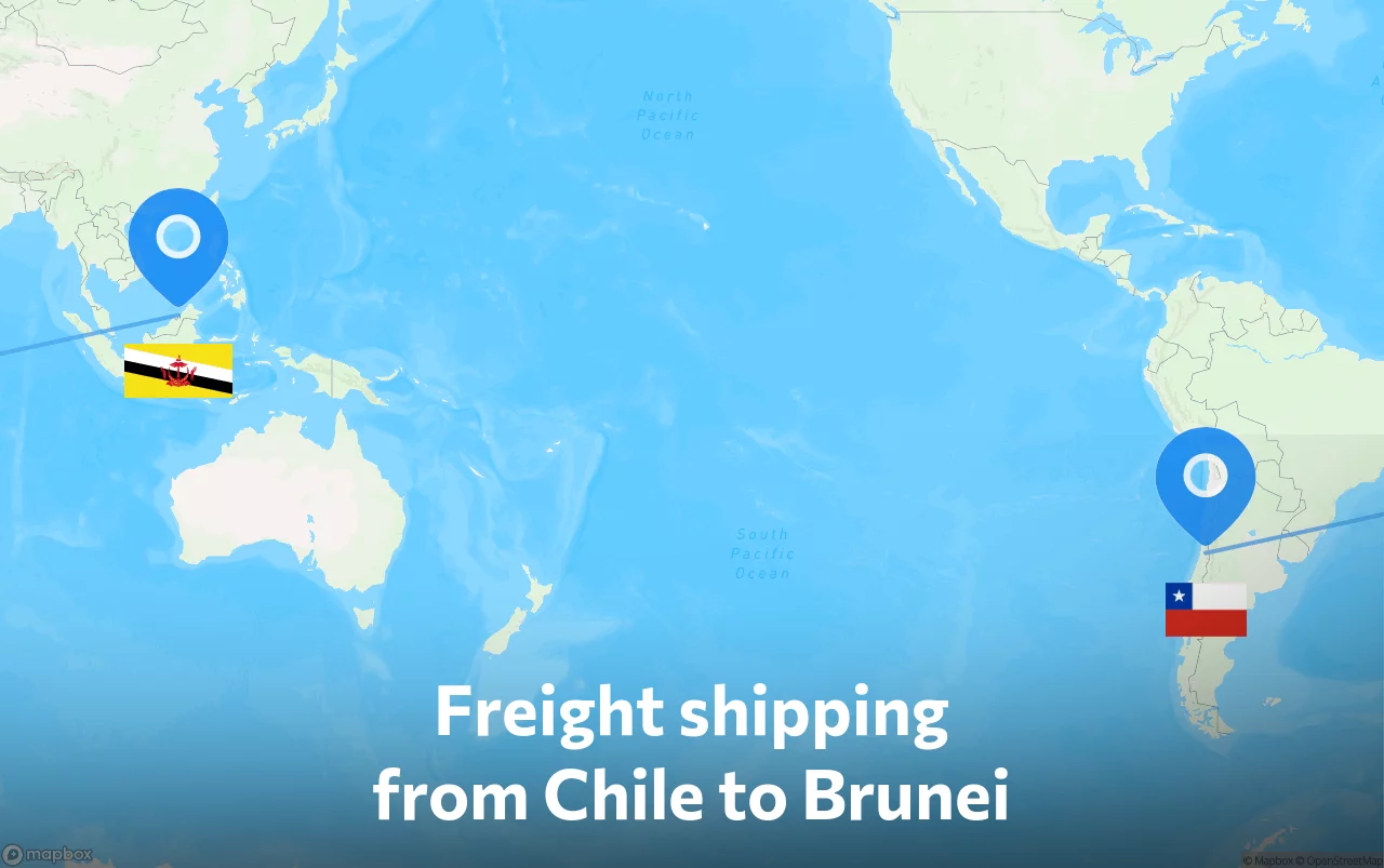 Shipping route from Chile to Brunei
