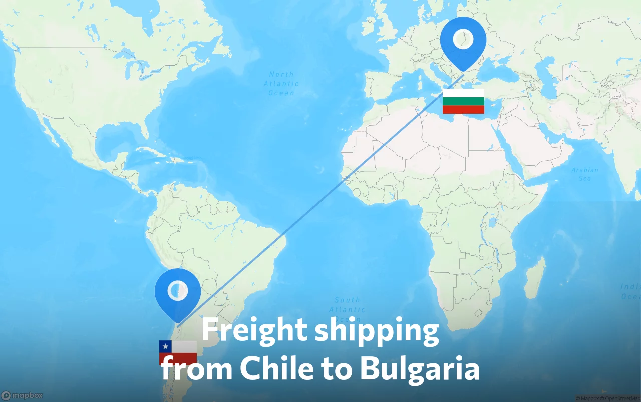 Shipping route from Chile to Bulgaria