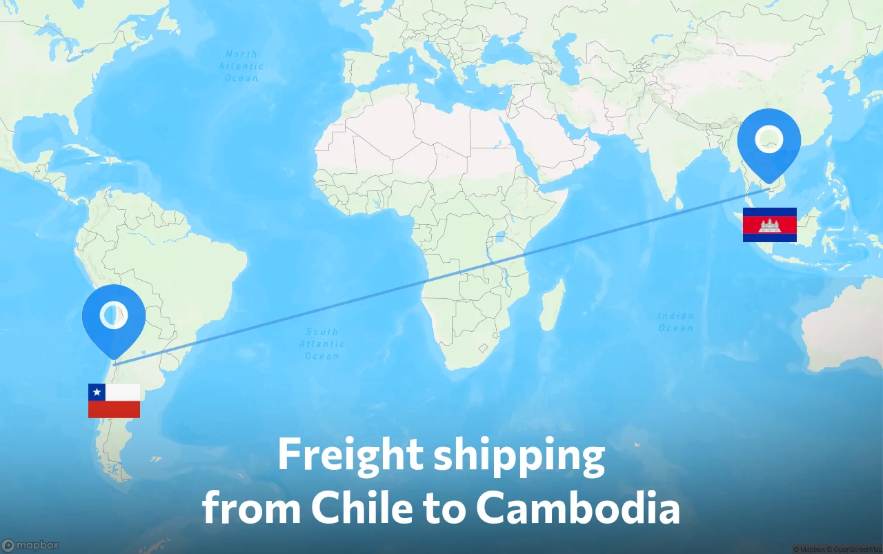 Shipping route from Chile to Cambodia