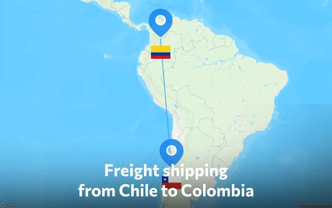 Shipping route from Chile to Colombia