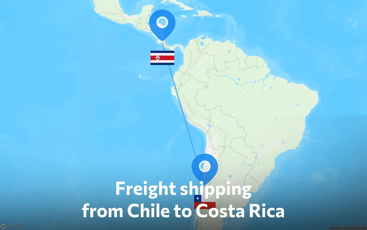 Shipping route from Chile to Costa Rica