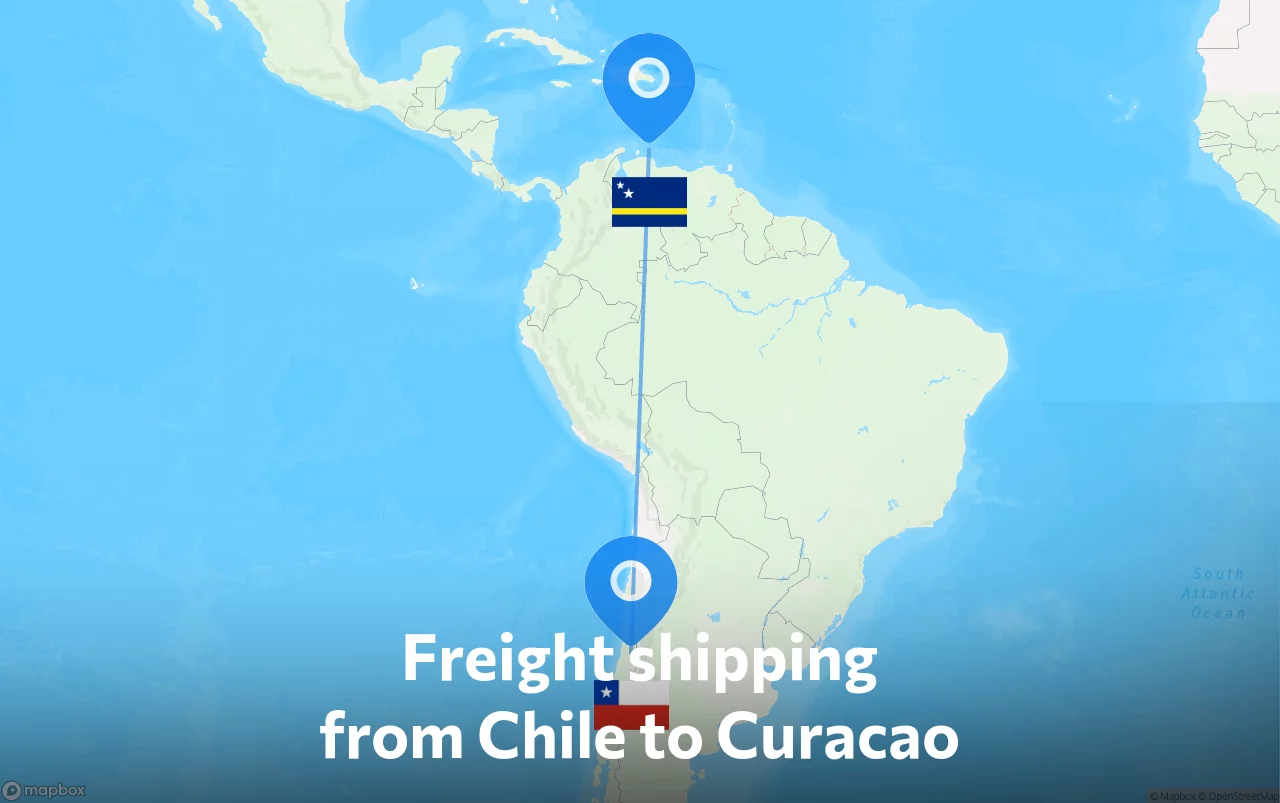 Shipping route from Chile to Curacao