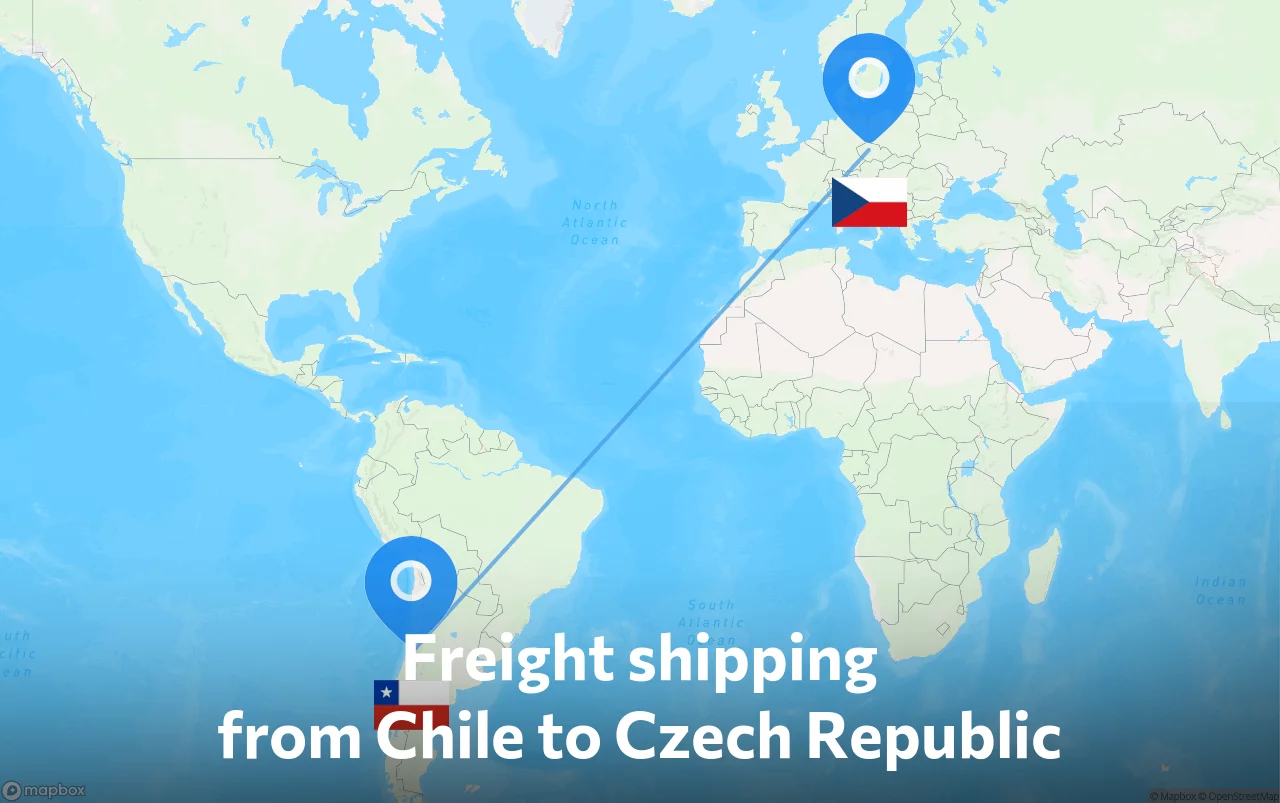 Shipping route from Chile to Czech Republic