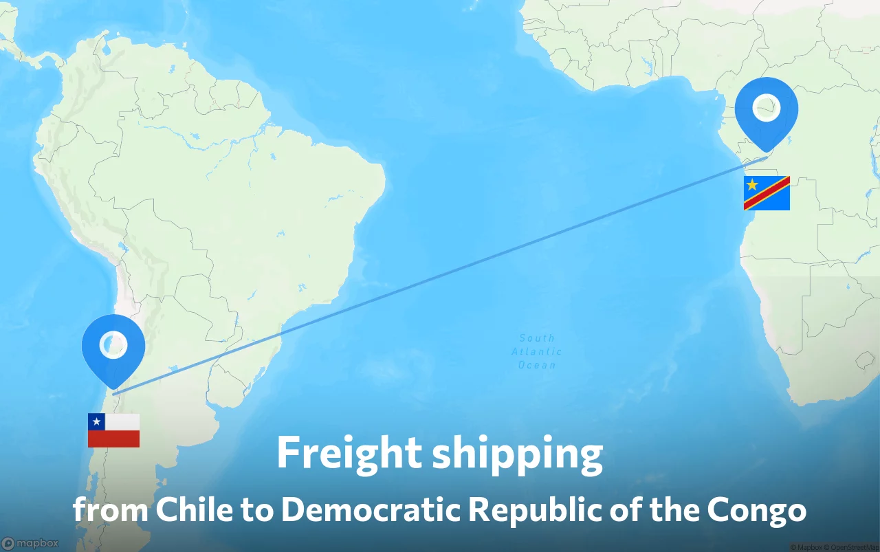 Shipping route from Chile to Democratic Republic of the Congo