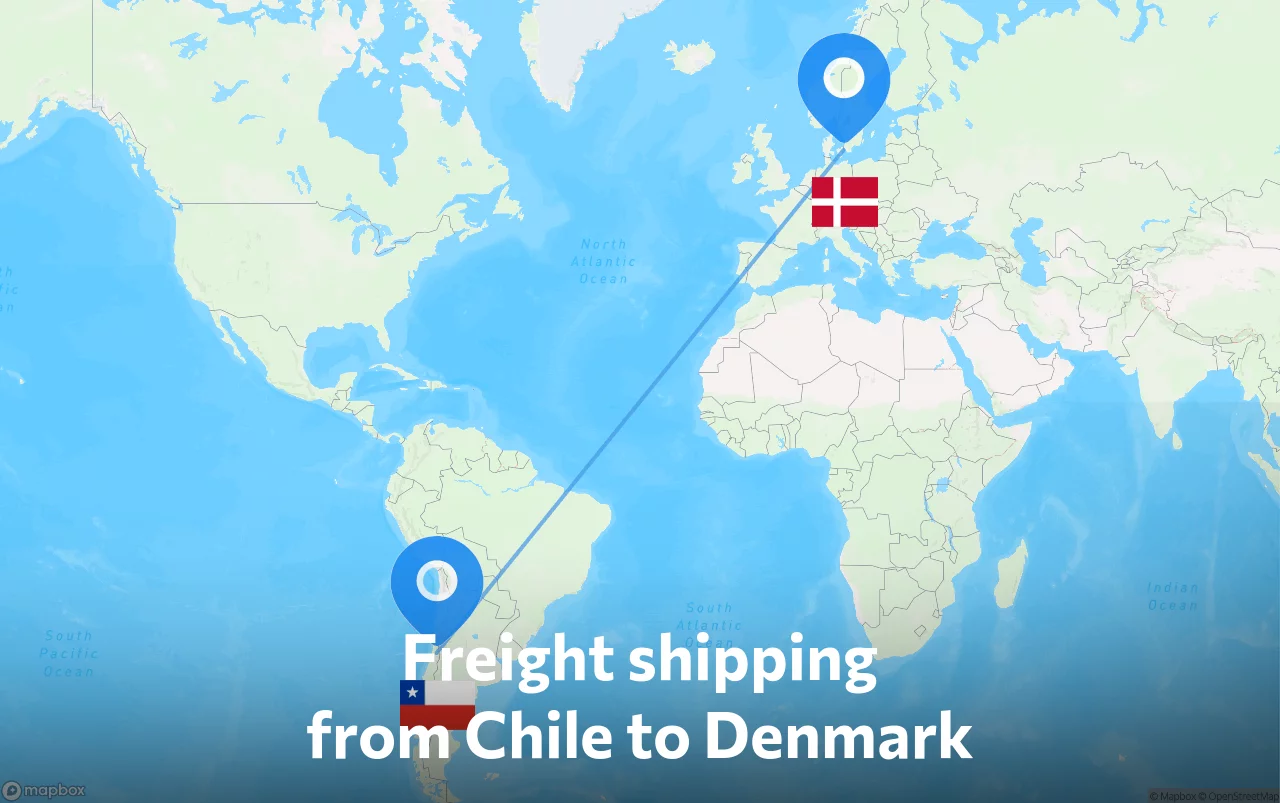 Shipping route from Chile to Denmark