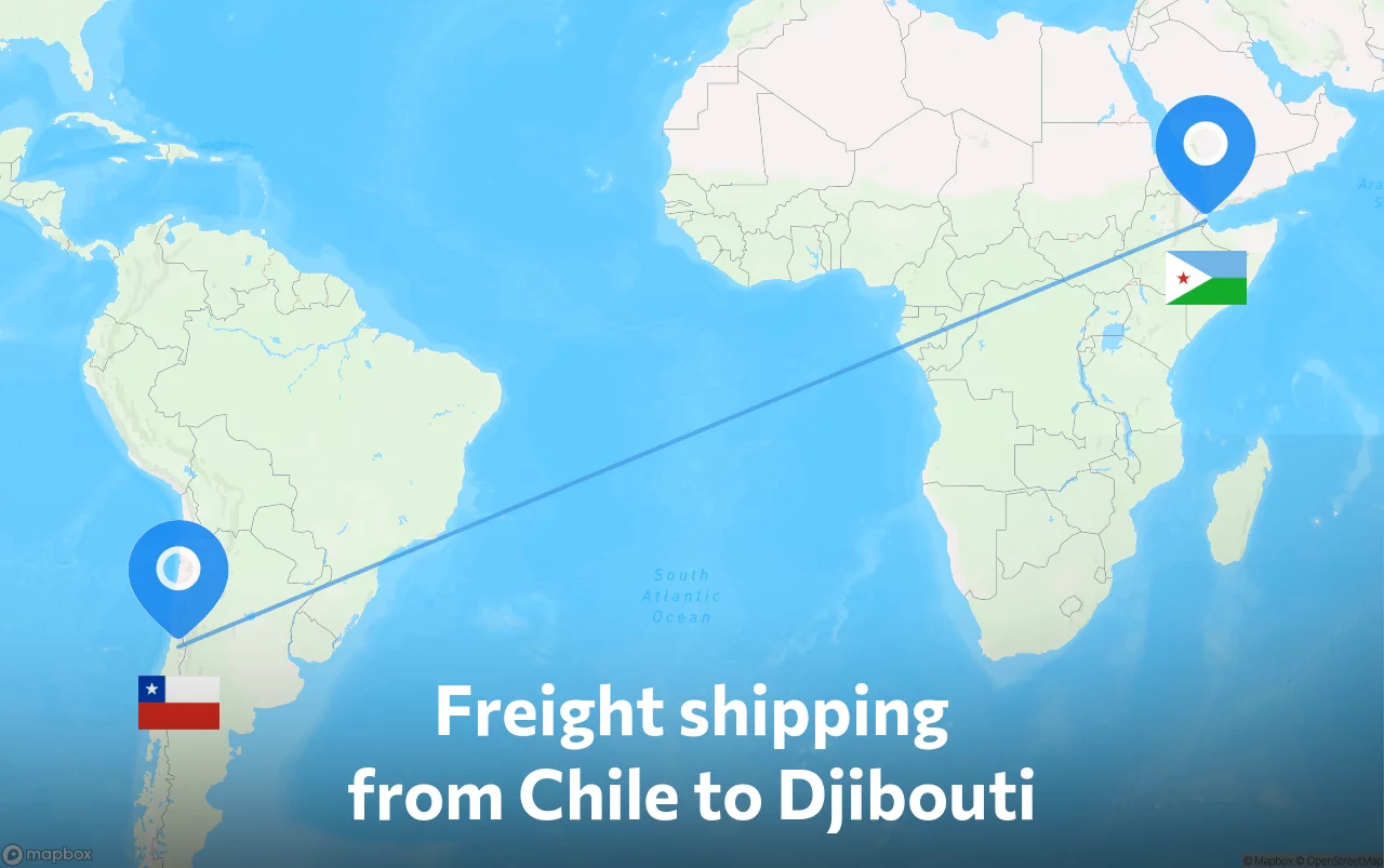 Shipping route from Chile to Djibouti