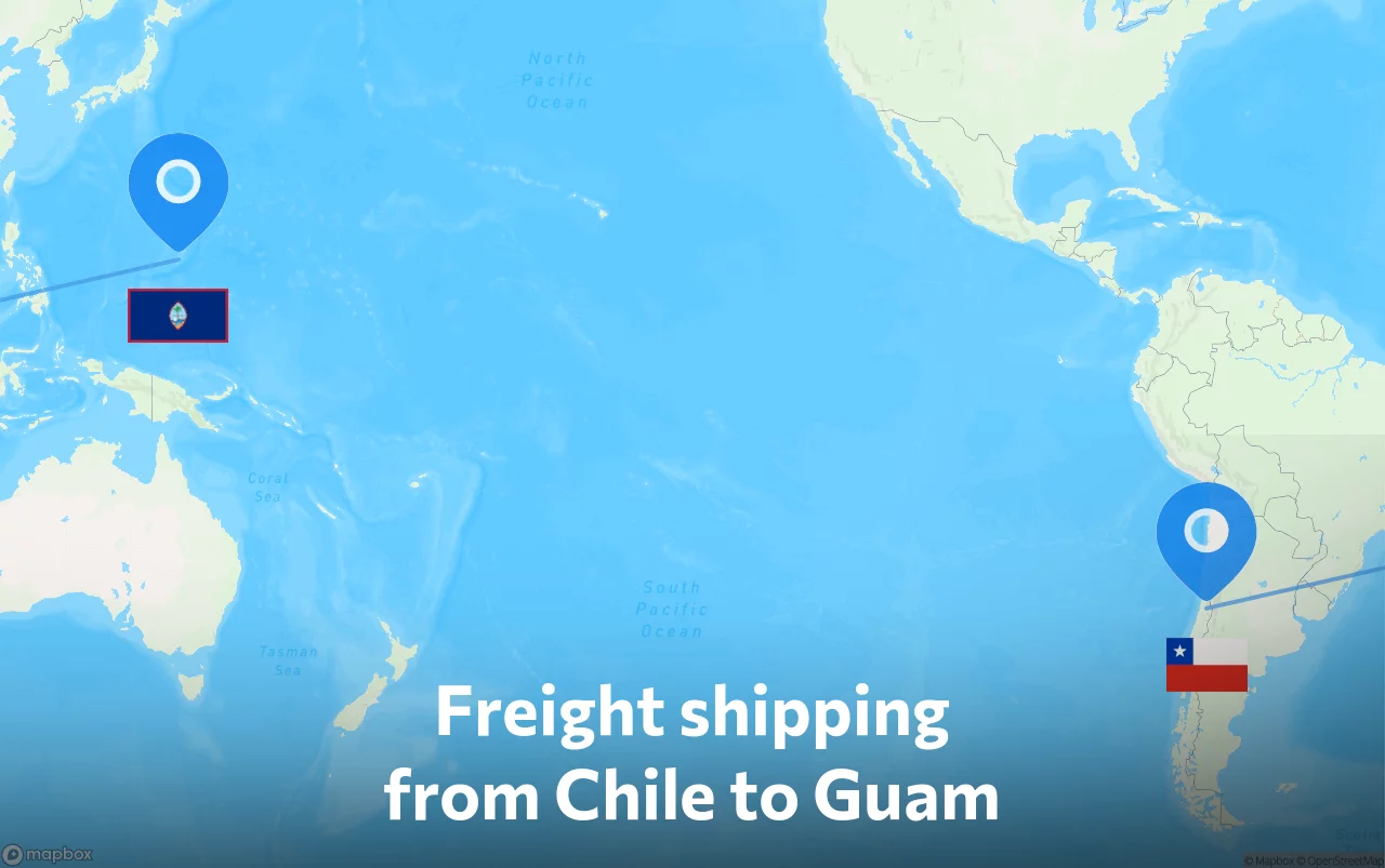 Shipping route from Chile to Guam