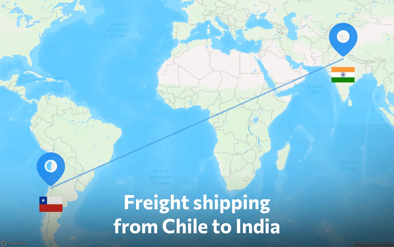 Shipping route from Chile to India