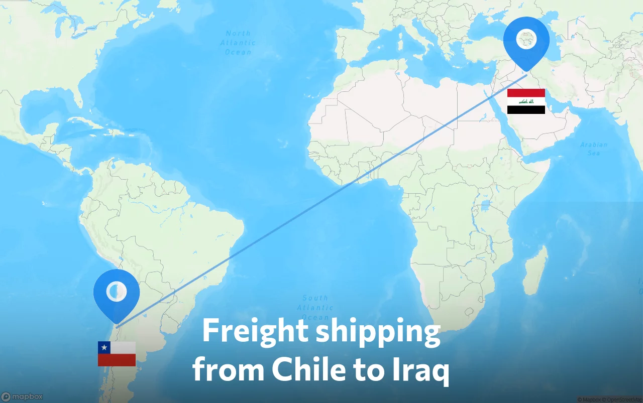 Shipping route from Chile to Iraq