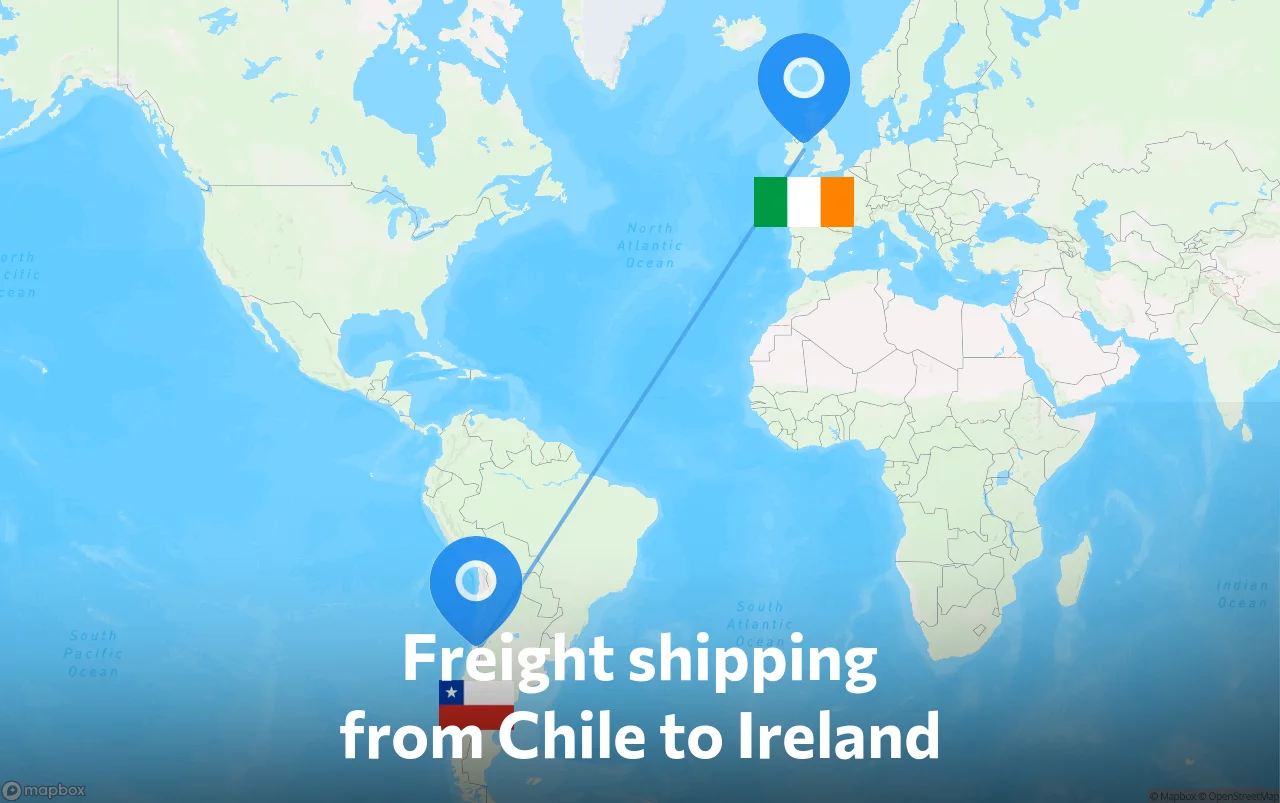 Shipping route from Chile to Ireland