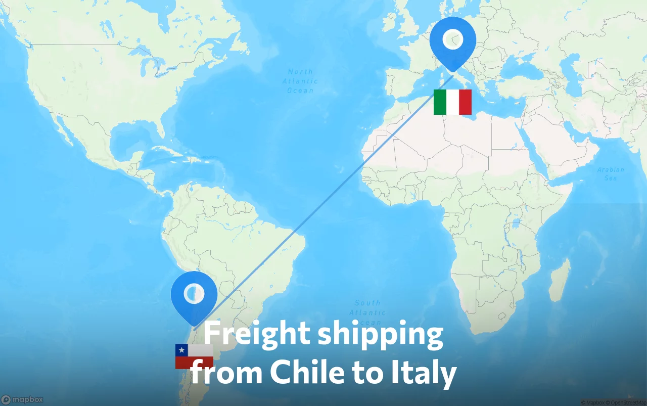 Shipping route from Chile to Italy