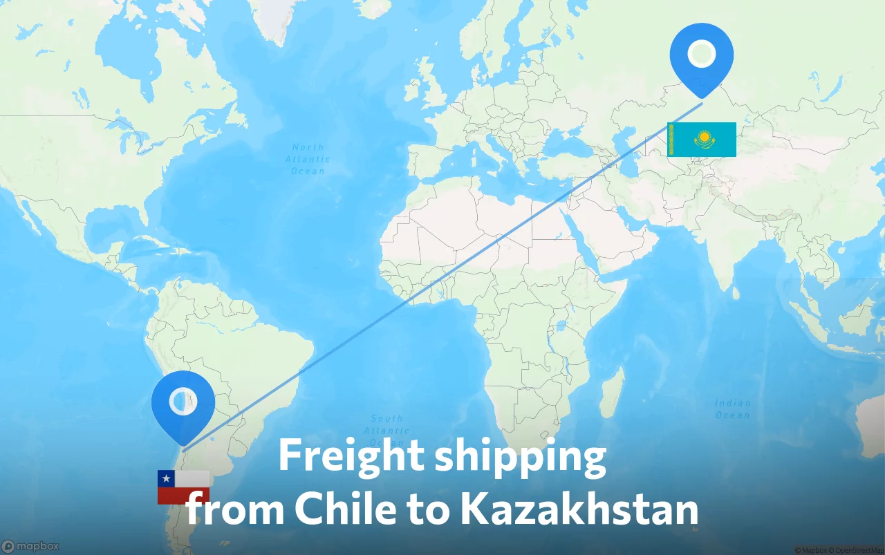 Shipping route from Chile to Kazakhstan