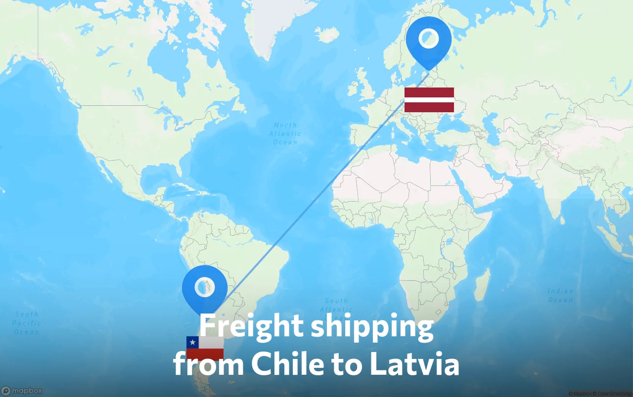 Shipping route from Chile to Latvia