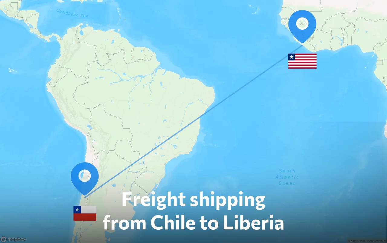 Shipping route from Chile to Liberia