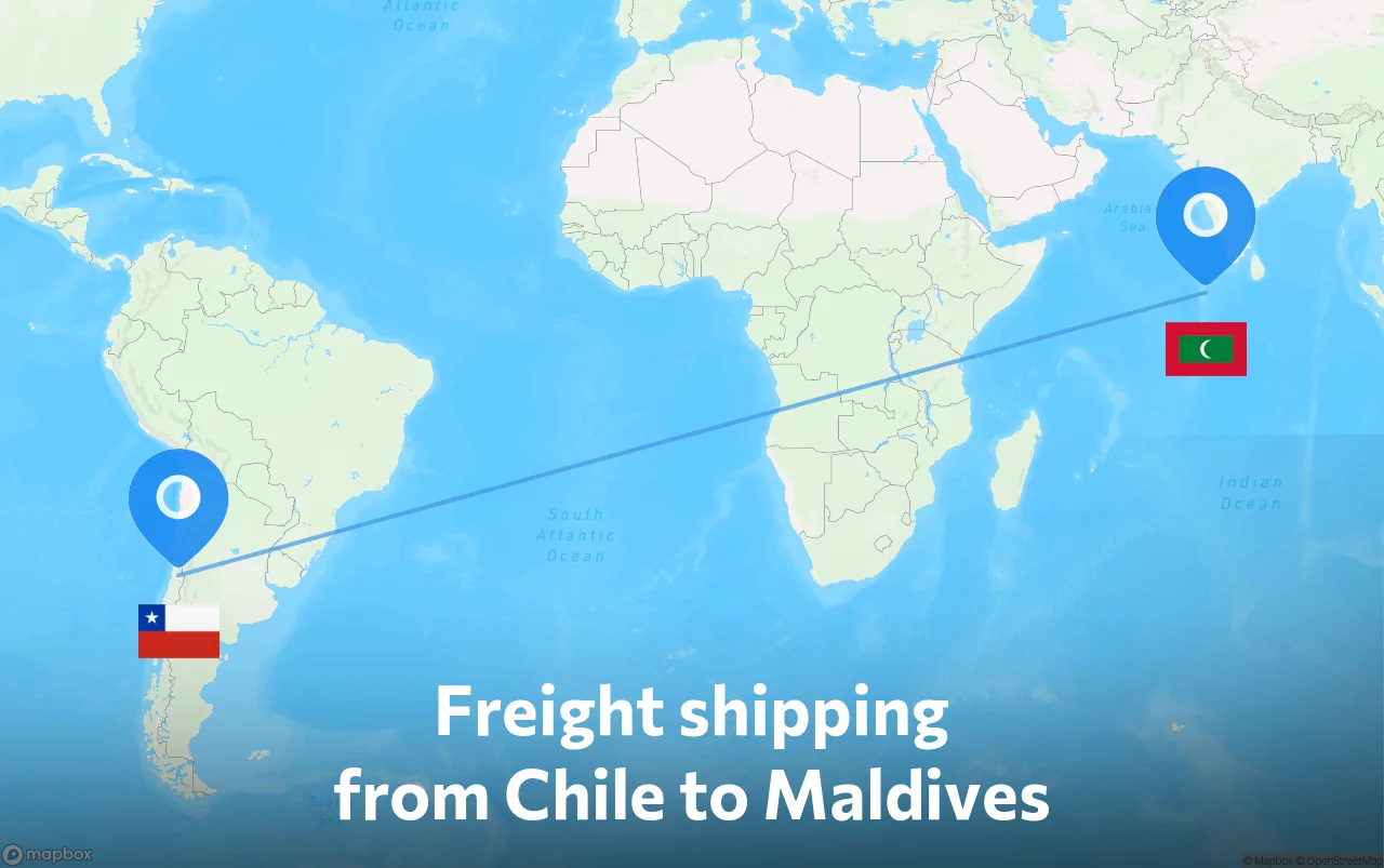 Shipping route from Chile to Maldives