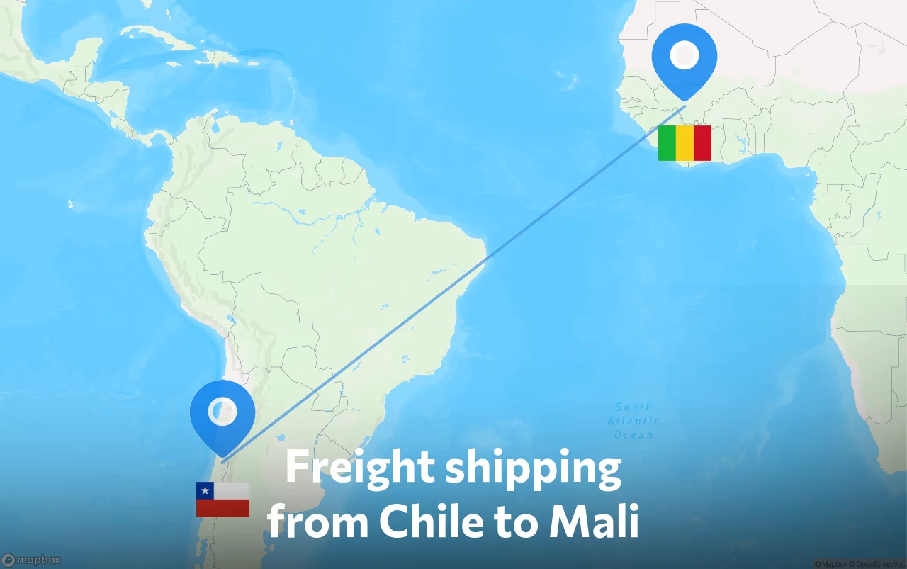 Shipping route from Chile to Mali