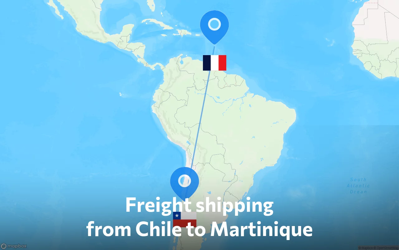 Shipping route from Chile to Martinique