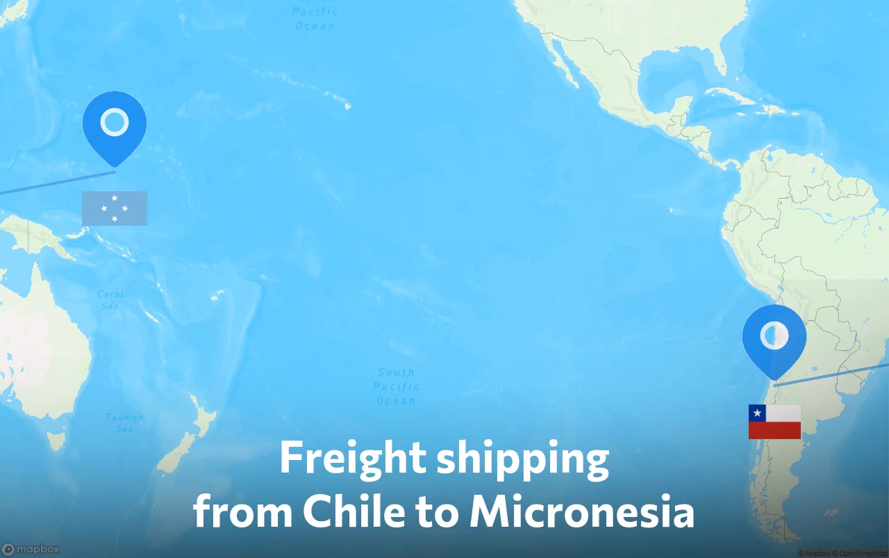 Shipping route from Chile to Micronesia