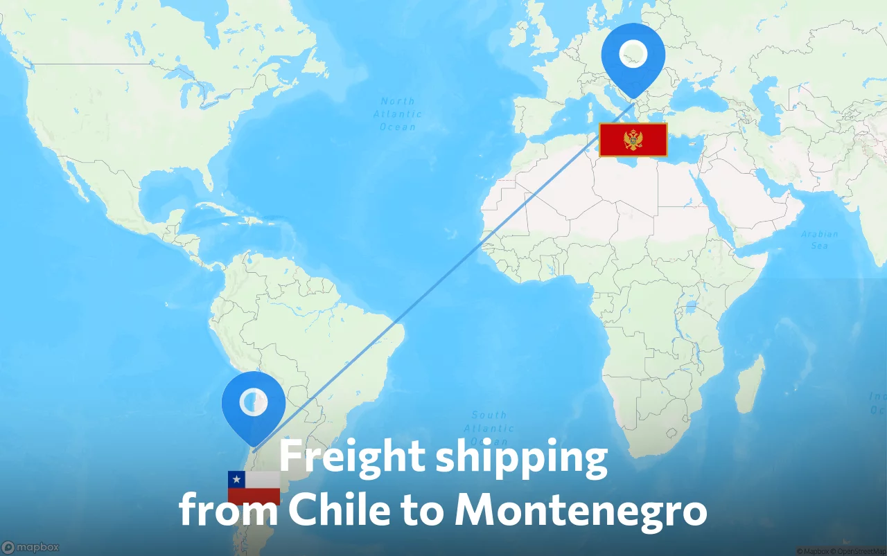 Shipping route from Chile to Montenegro