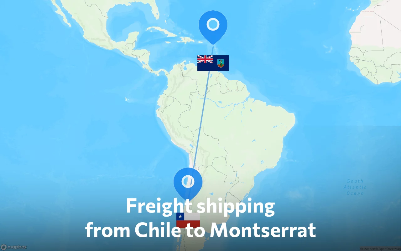 Shipping route from Chile to Montserrat