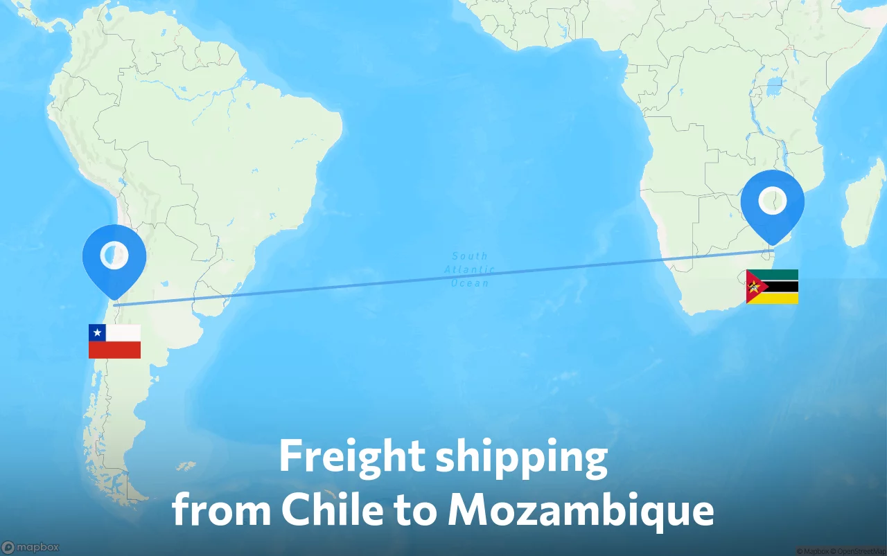 Shipping route from Chile to Mozambique