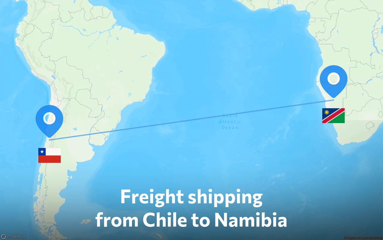 Shipping route from Chile to Namibia
