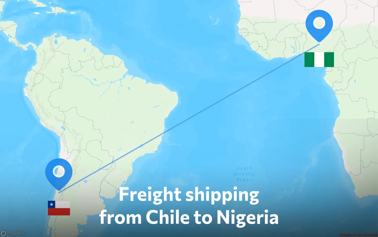 Shipping route from Chile to Nigeria