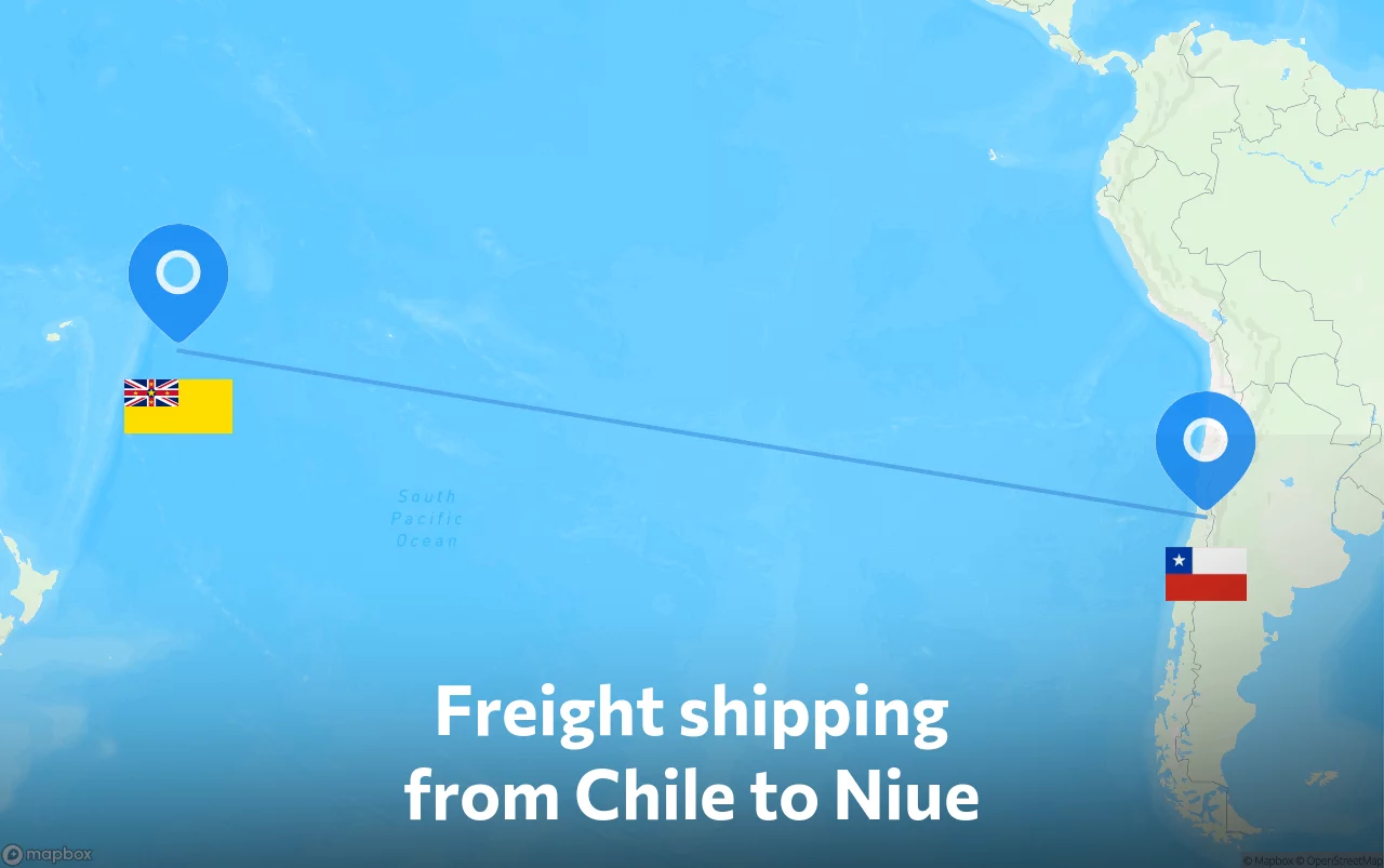 Shipping route from Chile to Niue